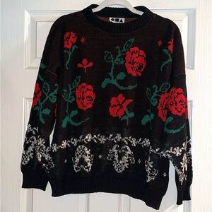 Vintage Objectivity Acrylic Rose Knit Sweater